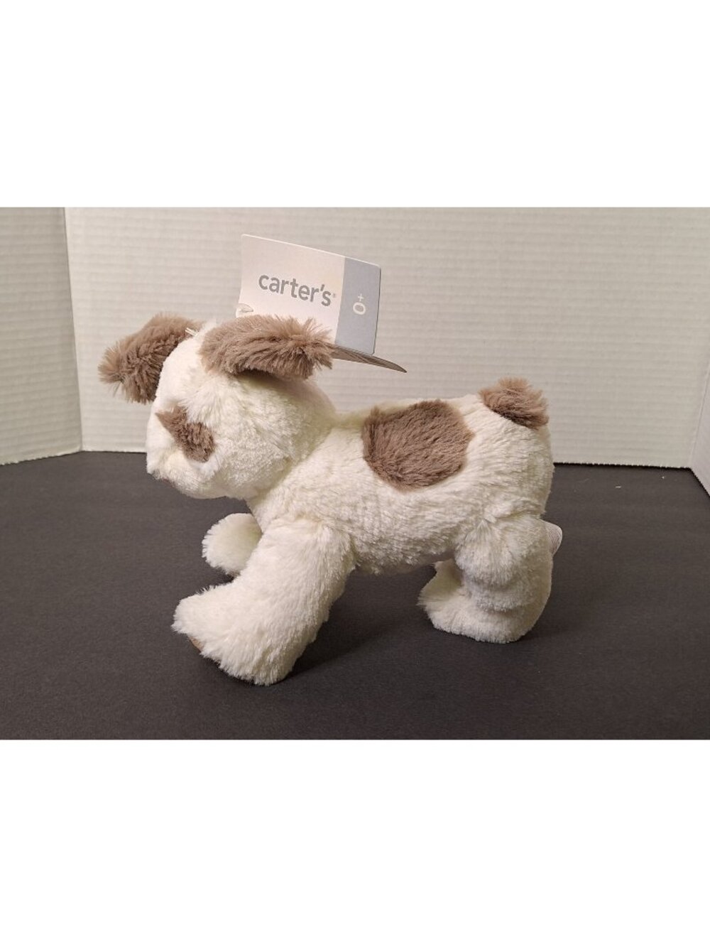 Carters Bunny Rabbit Plush White Grey Spotted Pink Nose Stuffed Animal